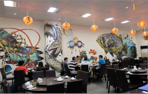 岳阳海鲜餐厅墙体彩绘